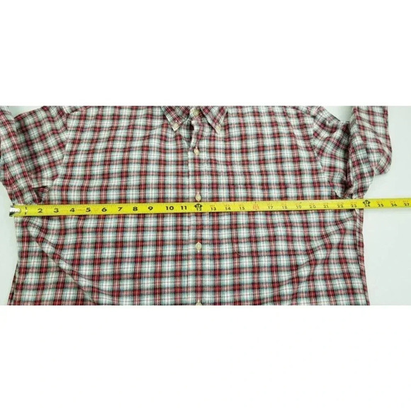 J. Crew Size Medium Men's Button Down Long Sleeve Red White Check Cotton Shirt - Picture 3 of 10